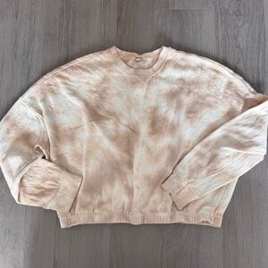 Garage Women's Tie-Dye Tan Neutral Cinched Crop Sweater size L